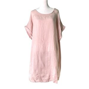 Lungo L'arno Italy 100% Linen Shift Dress Blush Pink (Size 1X)
